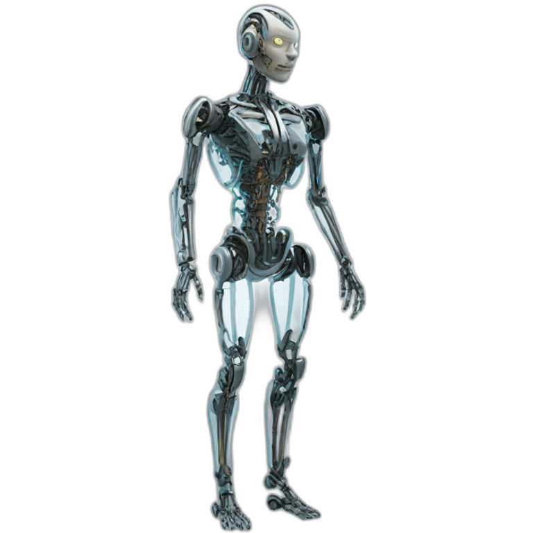 Biomechanical see through human machine hybrid emoji