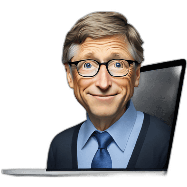 Bill gates behind macbook emoji