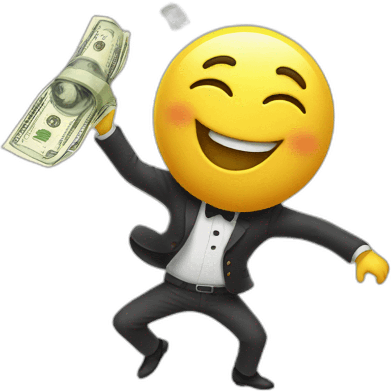 Happy dance with money emoji