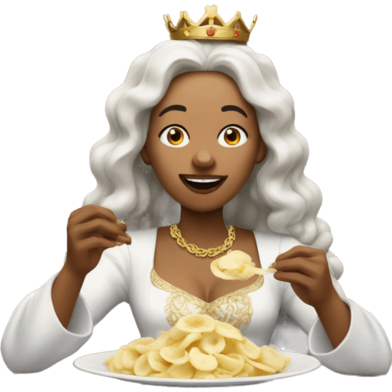 Queen eating pelmeni emoji