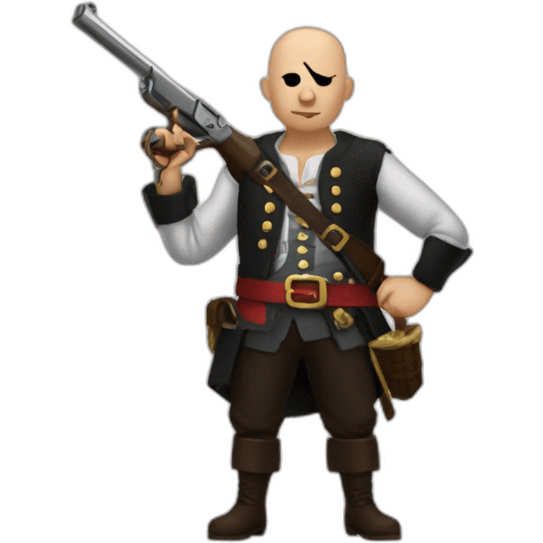 a bald pirate holding a sawed off double barrel shotgun emoji