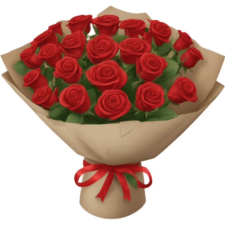 Bouquet of red roses in a white package emoji