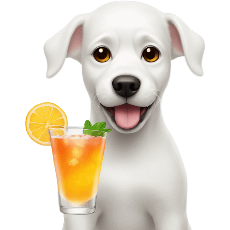 White dog with cocktail emoji