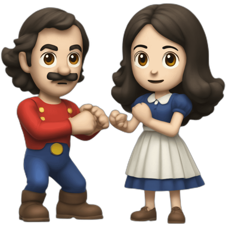 Anne Frank fights Mario emoji