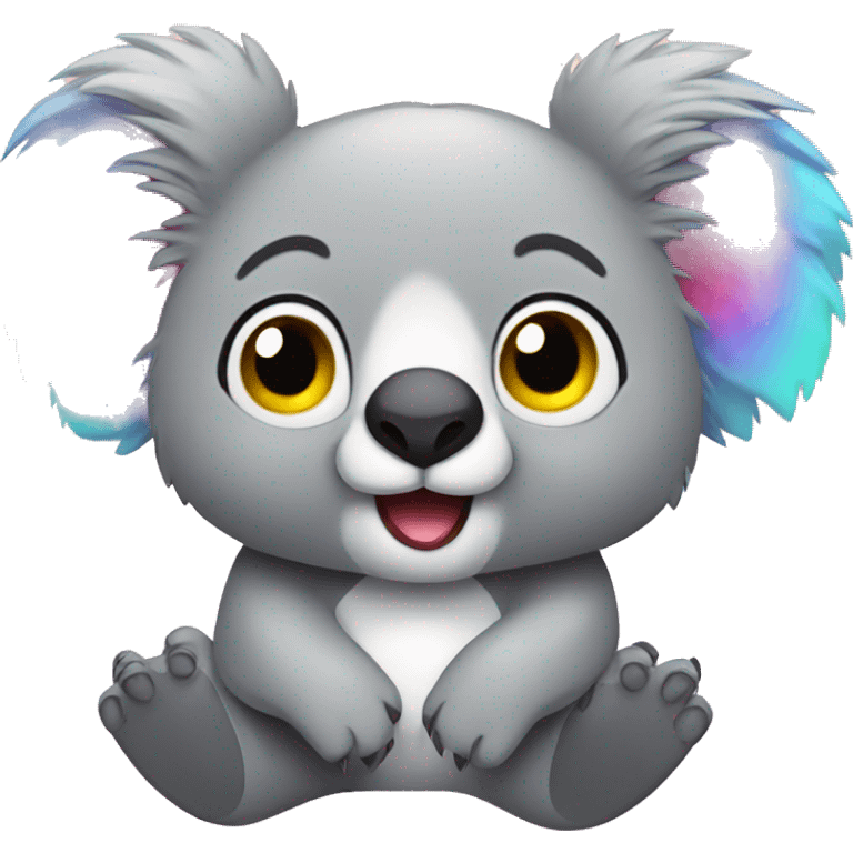 Rainbow silly koala emoji