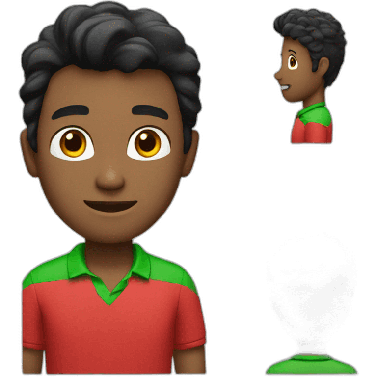 Black hair man with red shirt and green collar polo shir emoji