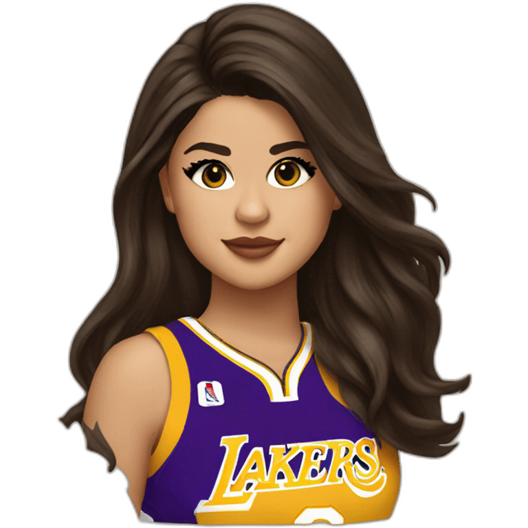 selena gomez wearing yellow lakers jersey emoji