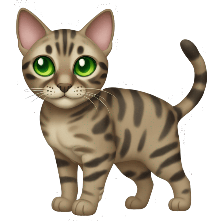 Sepia charcoal Bengal cat with Green eyes standing emoji