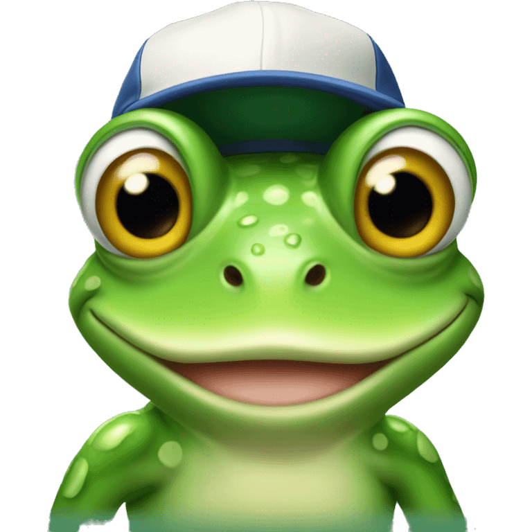 Frog with baseball hat  emoji