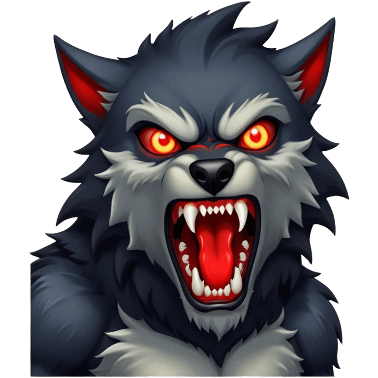 Werewolf with glowing red eyes screaming  emoji