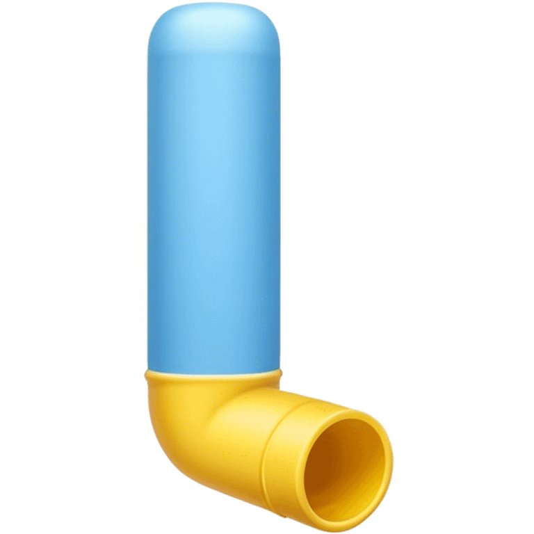 Blue foam tube with yellow ends, front view emoji