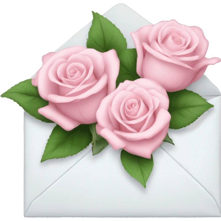 White envelope with light pink roses emoji