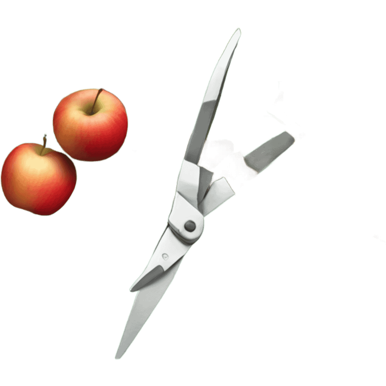 a scissor cutting some branches on a apple tree emoji