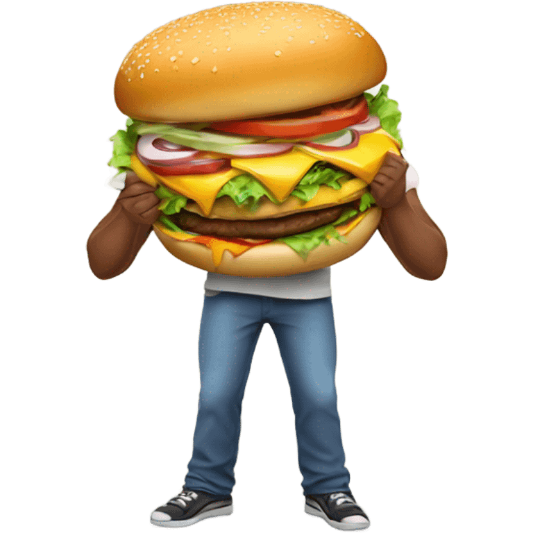 A big back indian eating a burger  emoji