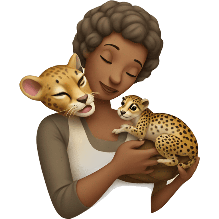 mother cradling a snail cheetah emoji