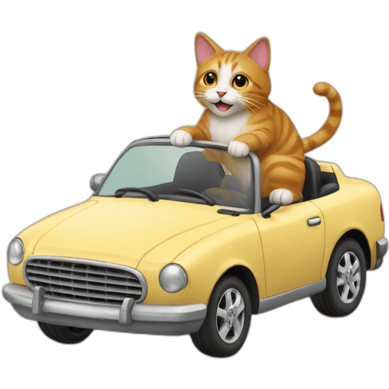 A cat riding a car emoji