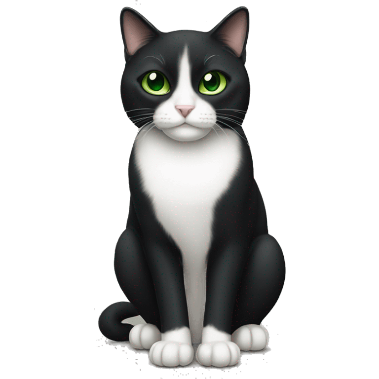 tuxedo cat with green eyes emoji