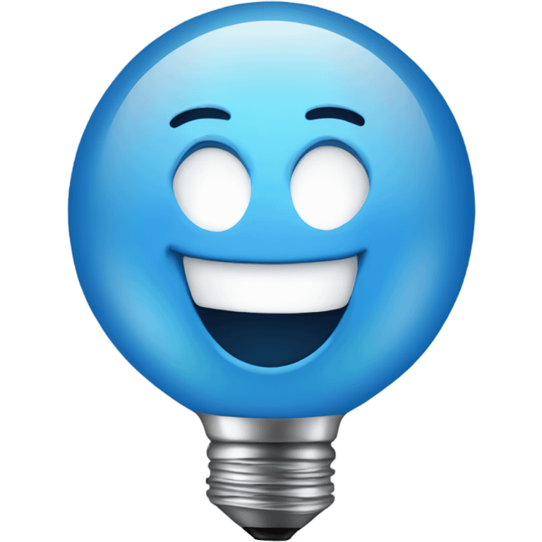 A blue bulb laughing emoji