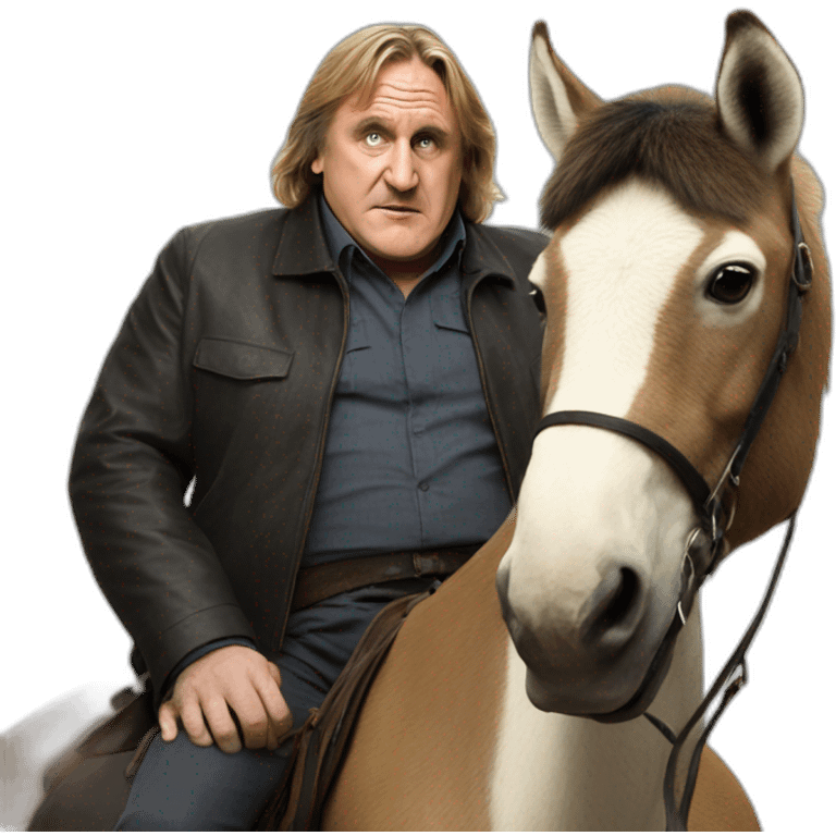 Gerard Depardieu with racoon on a horse emoji