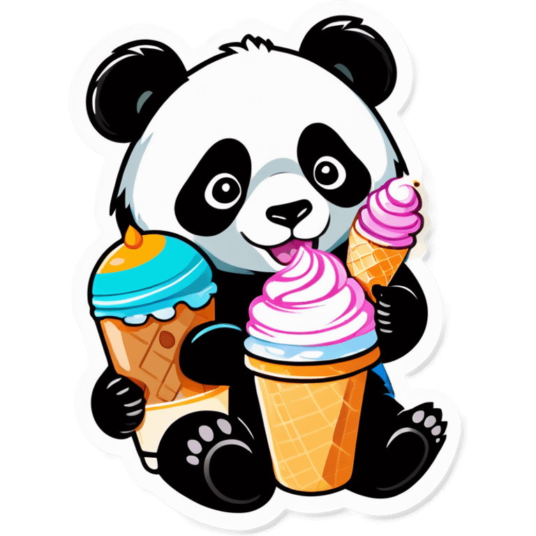 Panda eating ice cream with a latte emoji