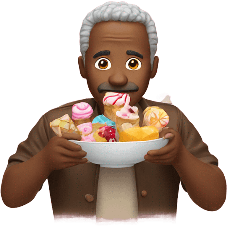 A man eats sweets emoji