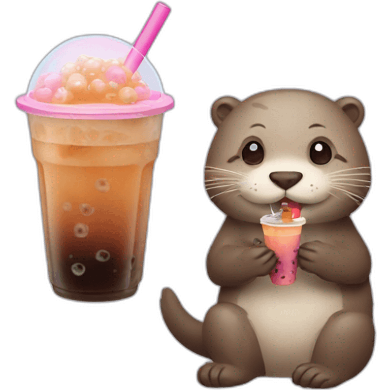 otter with bubble tea emoji