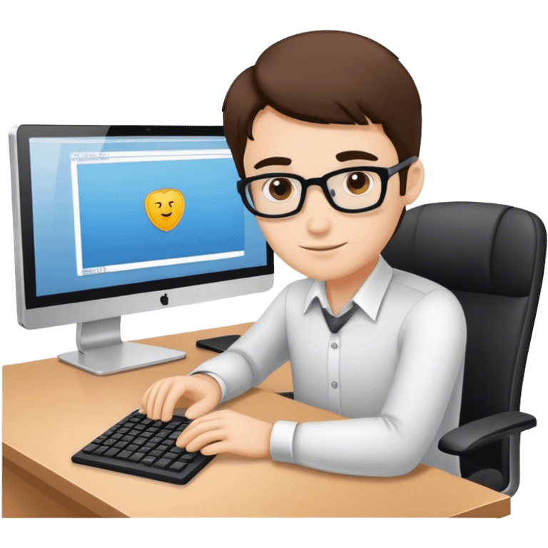 programmer at desk in office emoji