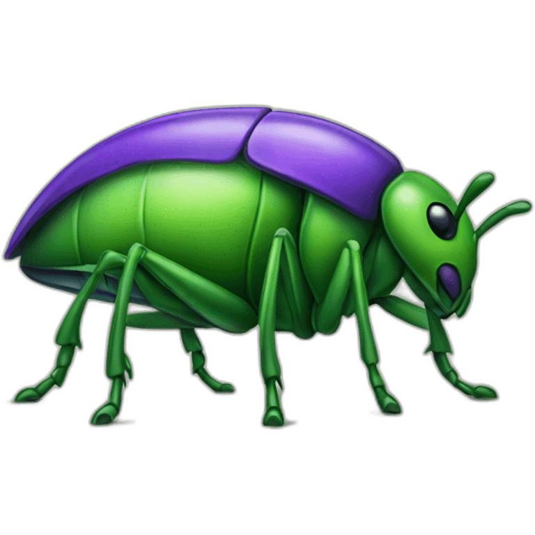 green and purple bug emoji