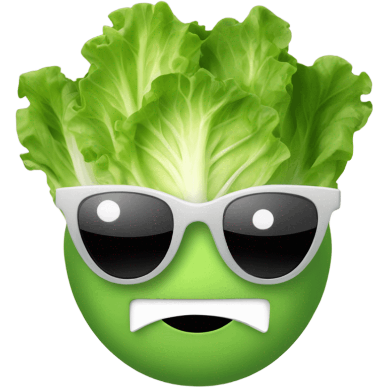 lettuce with a happy face holds a mirror in his hand and looks at it emoji