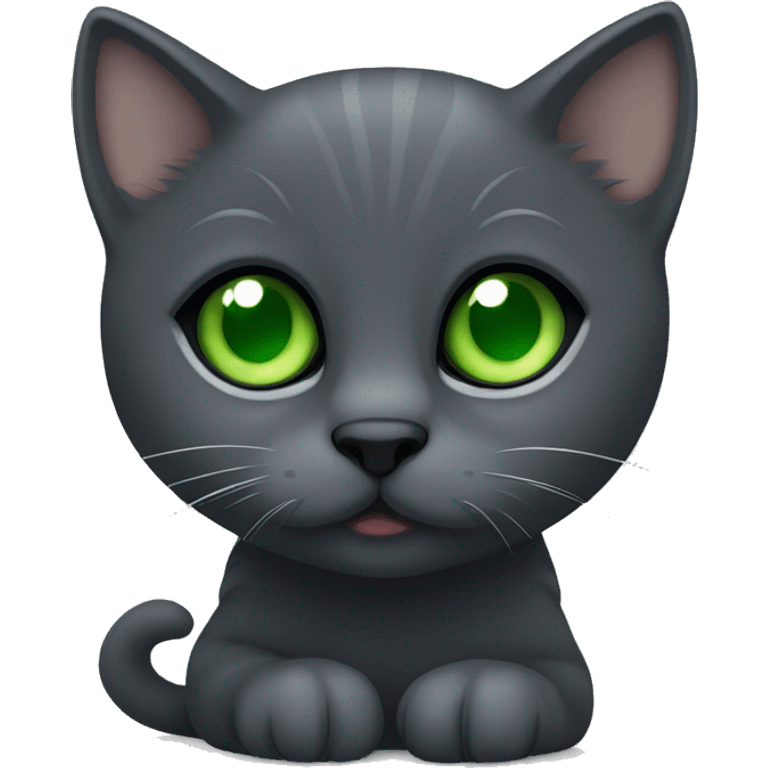 dark grey kitten with green eyes  emoji