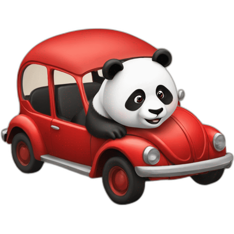 Panda driving a red beetle emoji