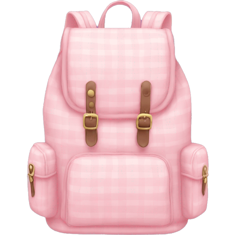 pastel pink checked backpack emoji