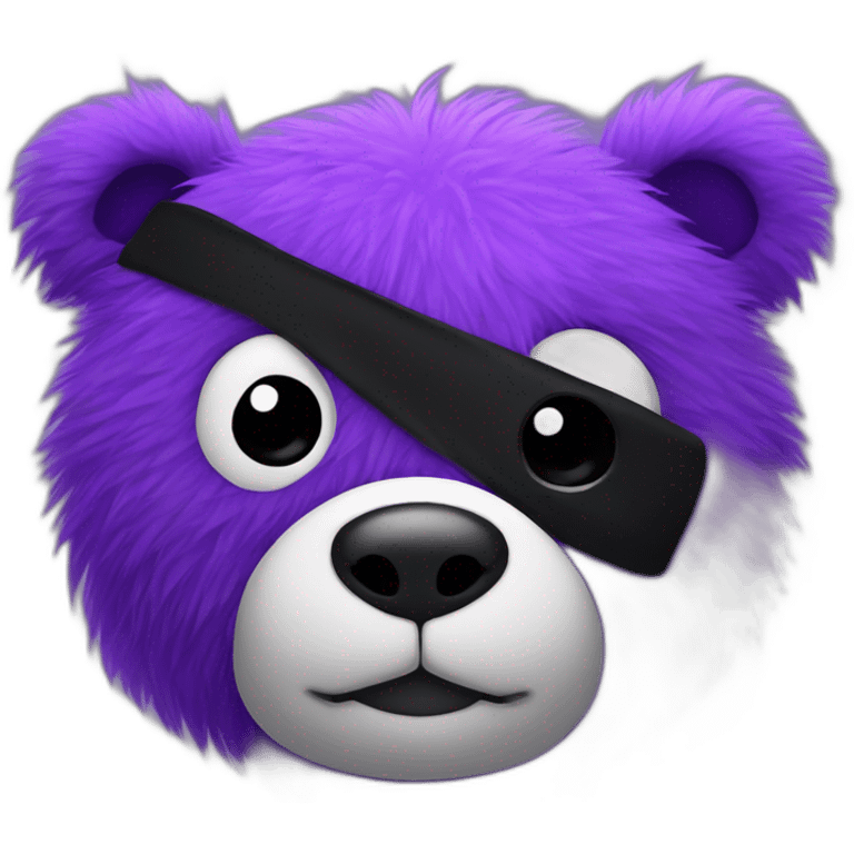 Purple furry bear head with a black eyepatch only on one eye emoji