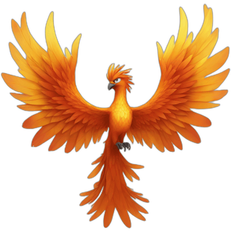 phoenix, front shot, open wings, X letter, magestic emoji