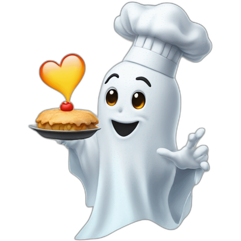 ghost chef blowing kiss heart with its hand emoji