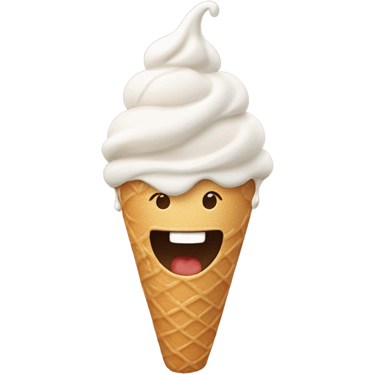 Happy with ice cream emoji