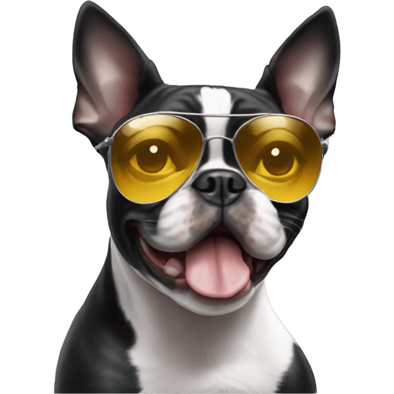 Boston Terrier with sun glasses emoji