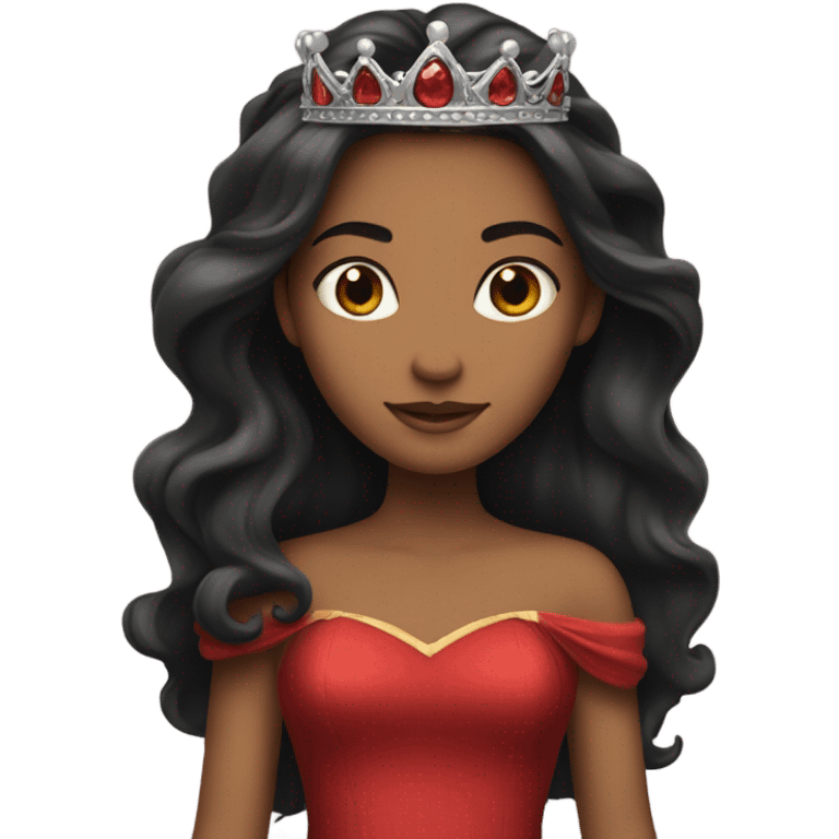 Princess- Fair skin- Long dark hair- crown- red dress  emoji