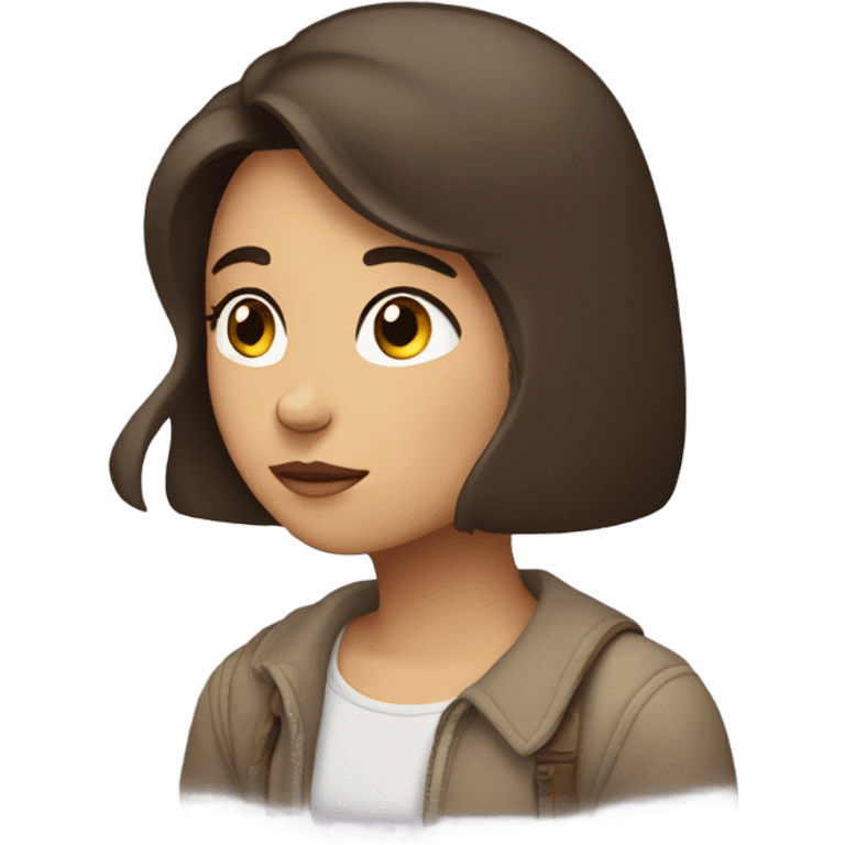 brunette girl thinkging  emoji