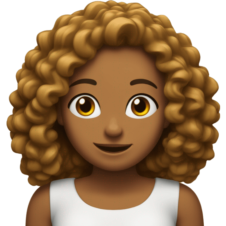 chica feliz con rizos y pelo castaño emoji