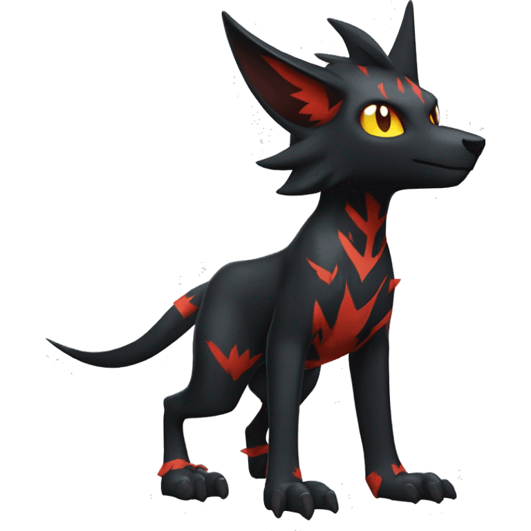 Cool Edgy Litten-Houndoom-Luxray Fakémon Digimon with Edgy markings, full body, outlined emoji