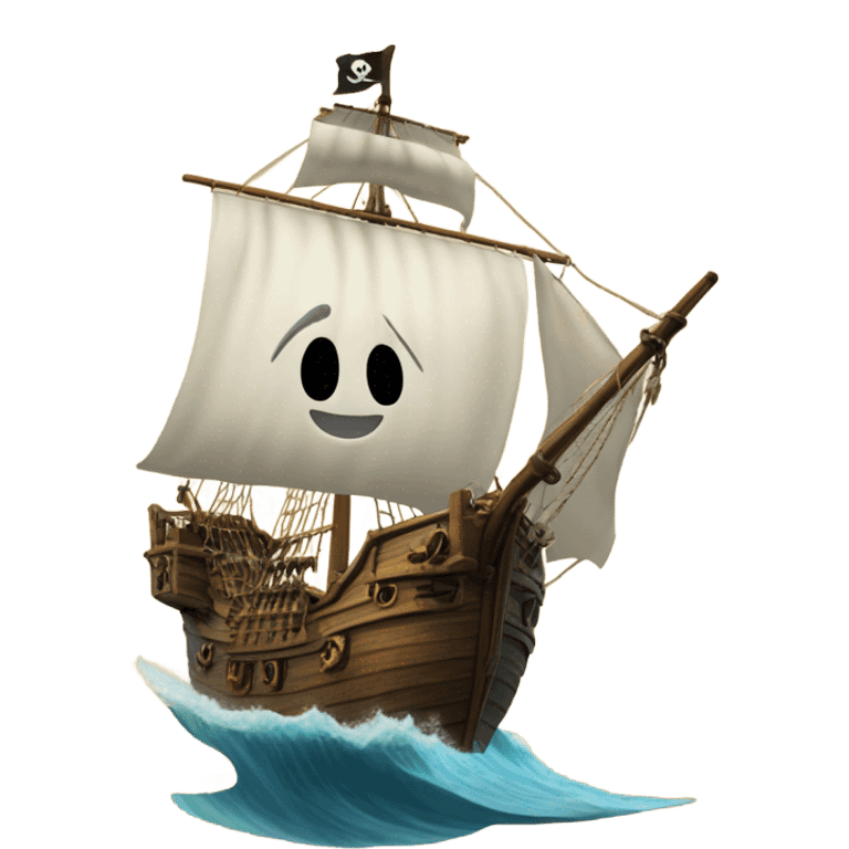 My face on a sail of a pirate ship emoji