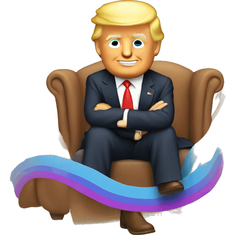 Donald trump sitting on rainbow emoji