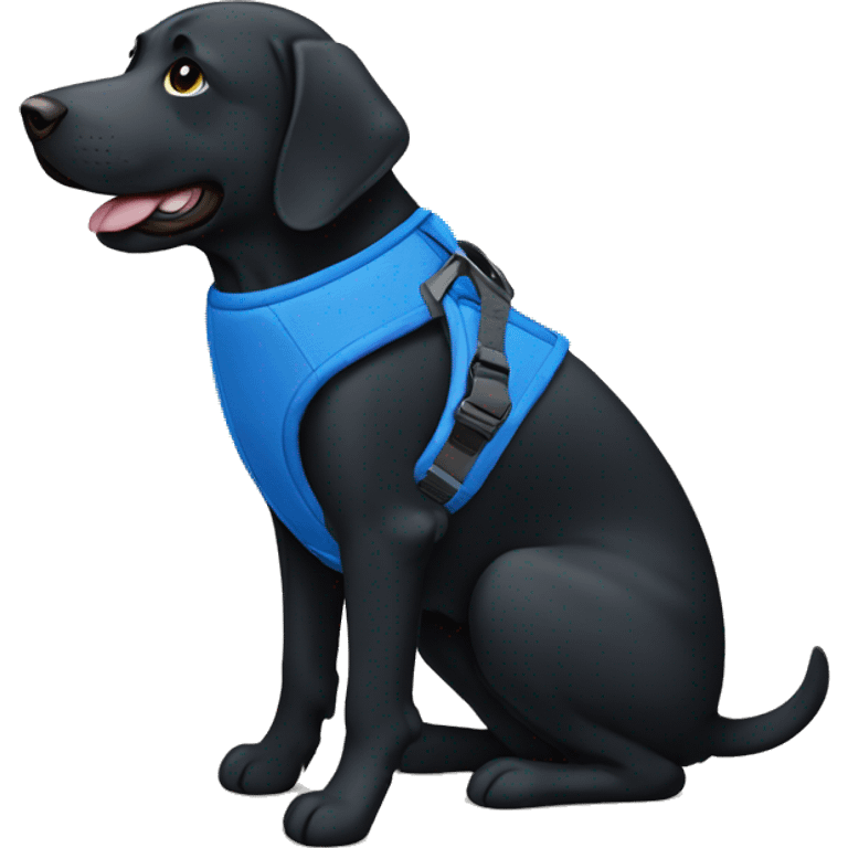 black lab with a blue harness emoji