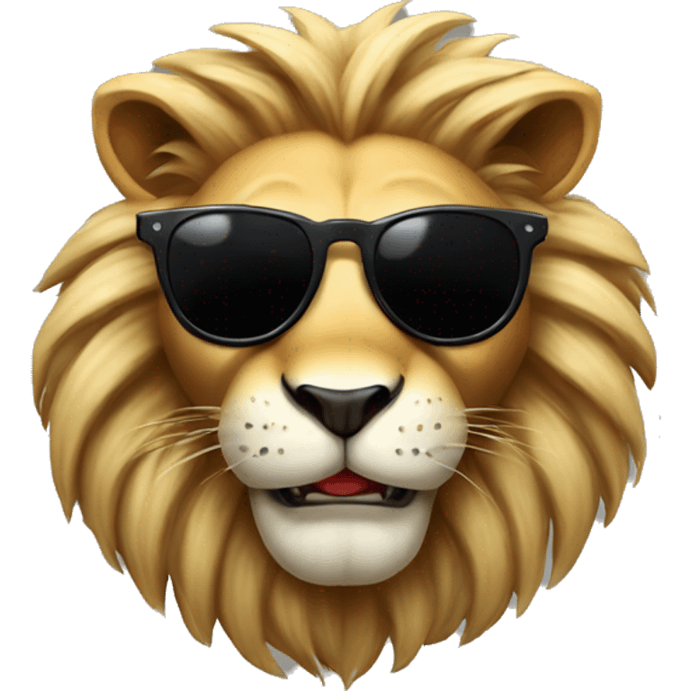 Gangster lion with black sun glasses and cheeky grin  emoji