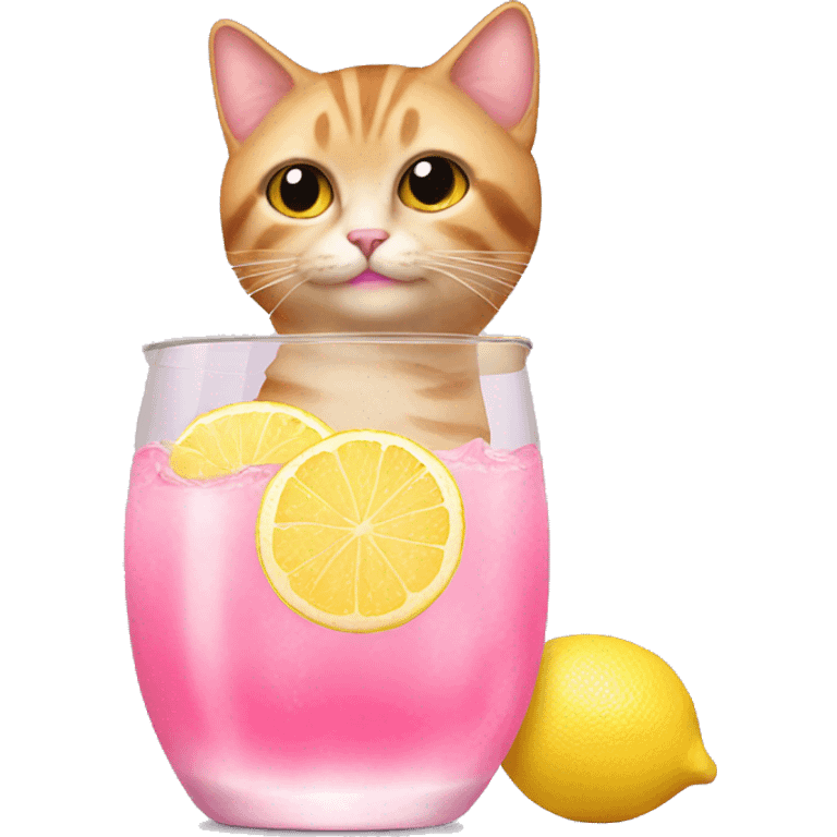 Cat making pink lemonade emoji