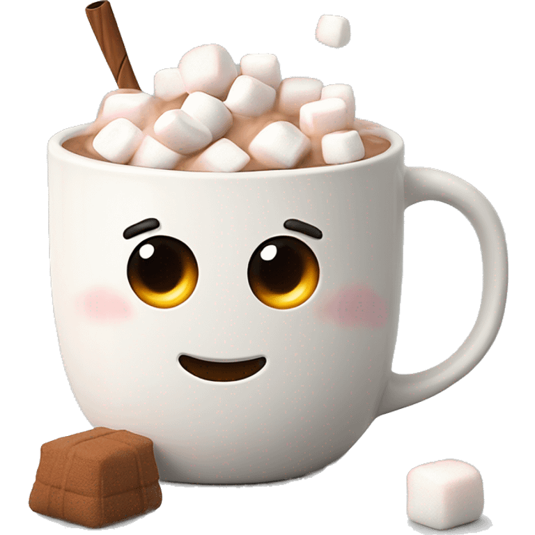 Hot coco with large marshmallows in a white knitted mug  emoji