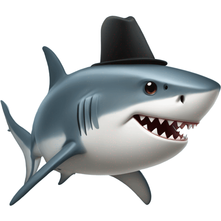 Shark with a top hat emoji