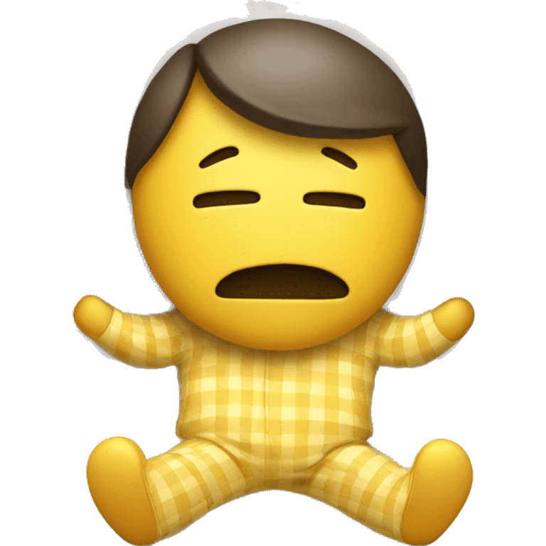 yellow emoji man with pillow head in pajamas in bad emoji