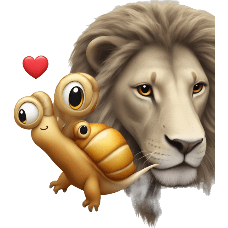 Snail and lion in love emoji